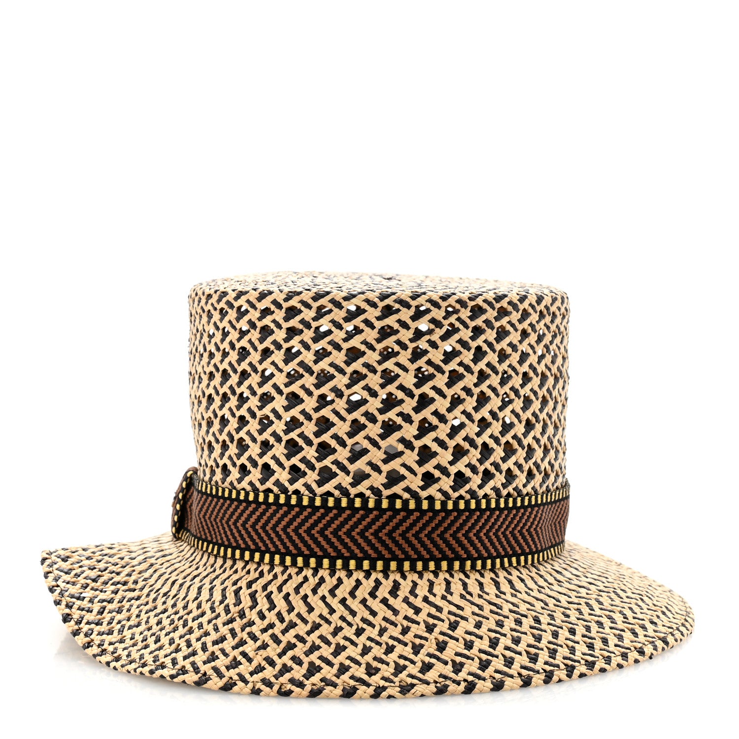 Hermes Straw Adele Panama Hat 58 Naturel Marron Jaune 3 of 12