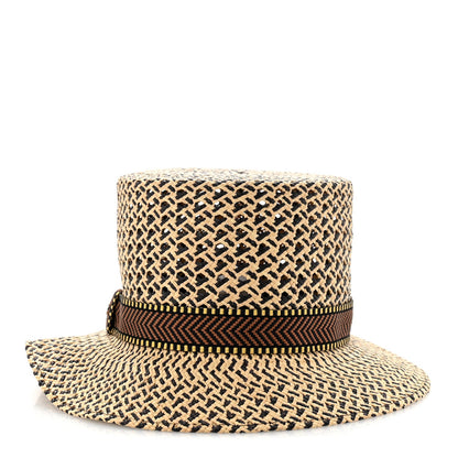 Hermes Straw Adele Panama Hat 58 Naturel Marron Jaune 3 of 12