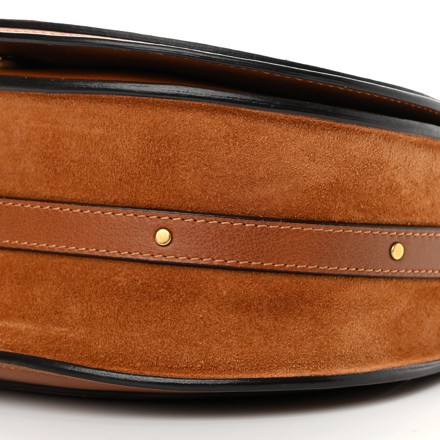 Calfskin Suede Medium Nile Bracelet Bag Caramel