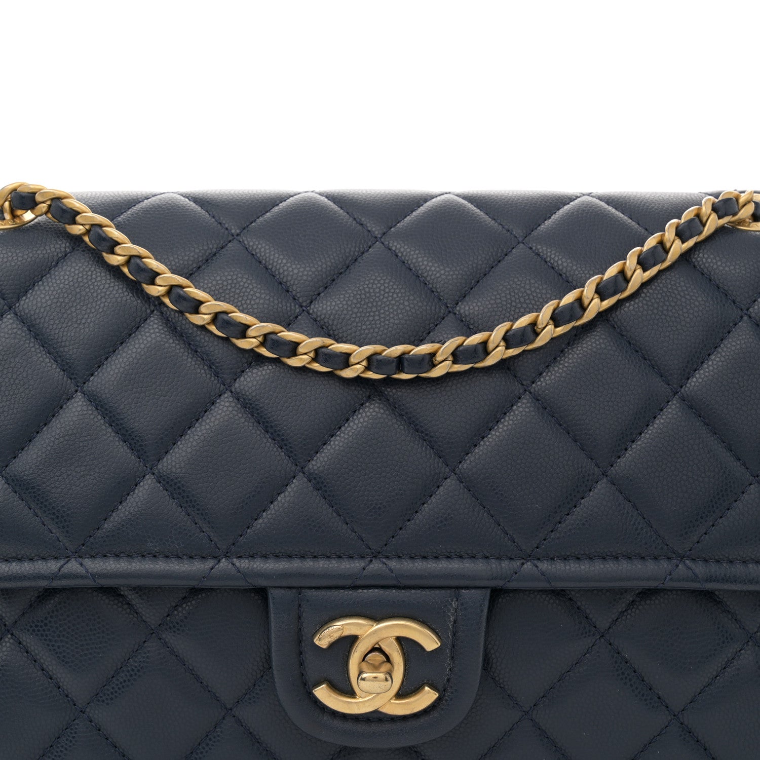 Chanel Caviar Quilted Large Sweet Classic Flap Navy Blue 8 of 11