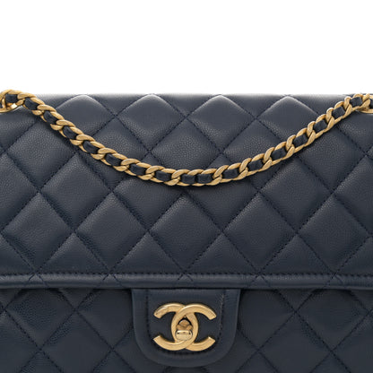 Chanel Caviar Quilted Large Sweet Classic Flap Navy Blue 8 of 11