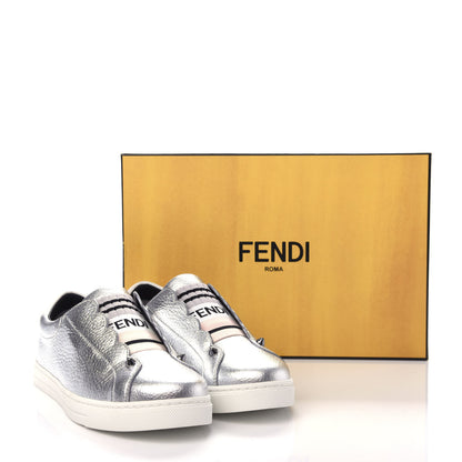 Fendi Metallic Vitello Lurex Rockoclick Slip On Sneakers 36.5 Silver 11 of 11