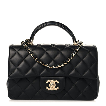 Chanel Lambskin Quilted Mini Top Handle Rectangular Flap Black 1 of 10