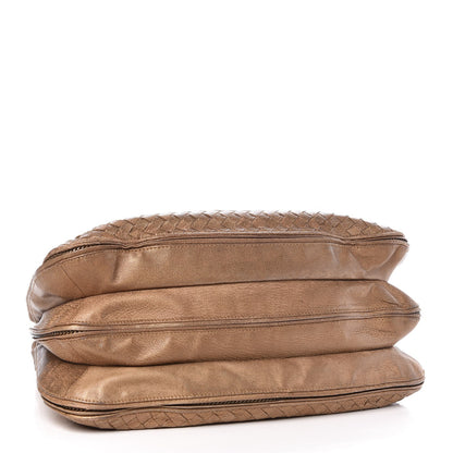 Bottega Veneta Metallic Goatskin Intrecciato Braided Zip Hobo Gold 4 of 22