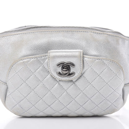 Chanel Metallic Grained Calfskin Quilted Casual Rock Waist Bag Fanny Pack Silver 8 of 18