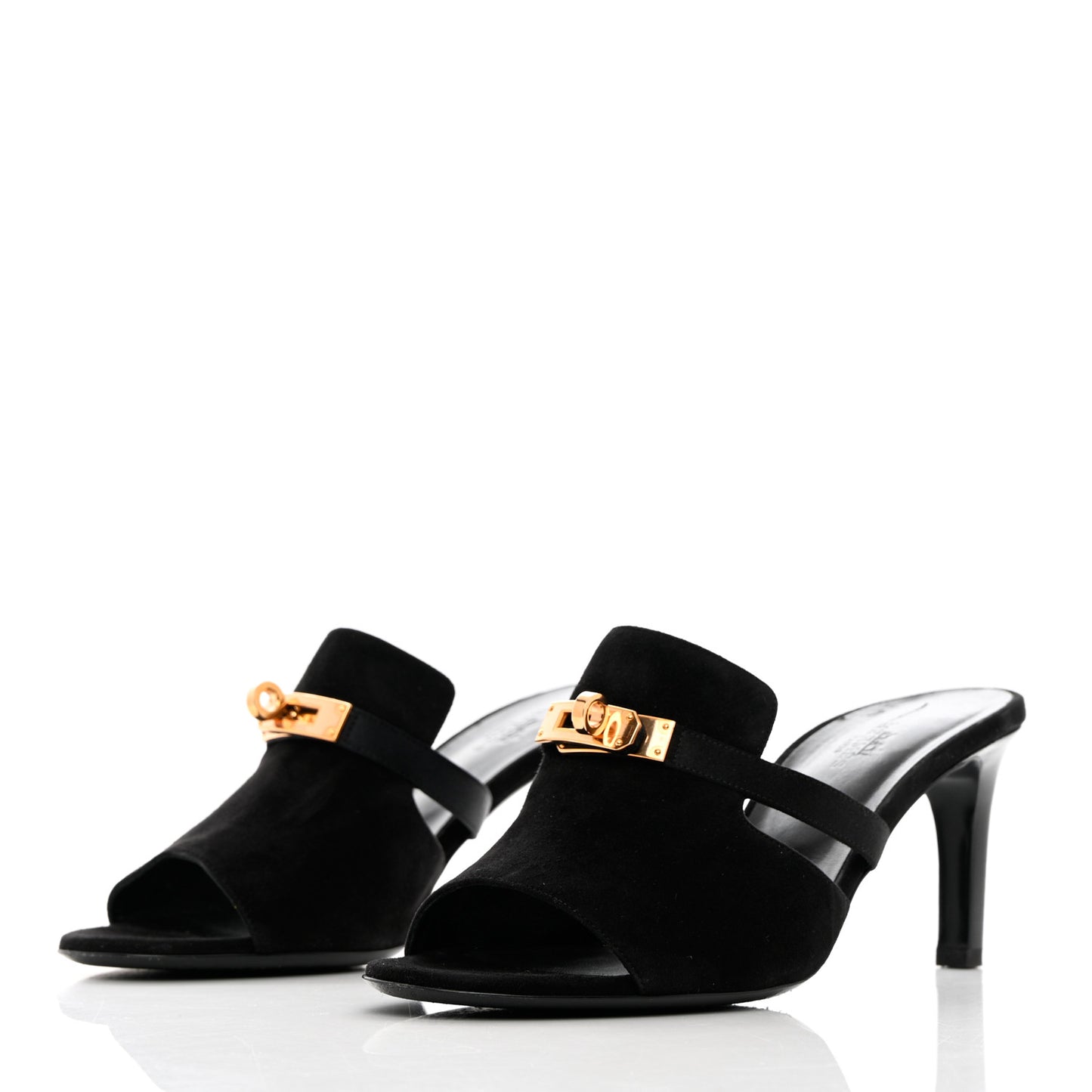 Suede Goatskin Satin Cute Sandals 39.5 Black