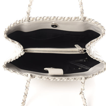 Chanel Glazed Calfskin Quilted Small Chain Me Tote Dark White 4 of 11