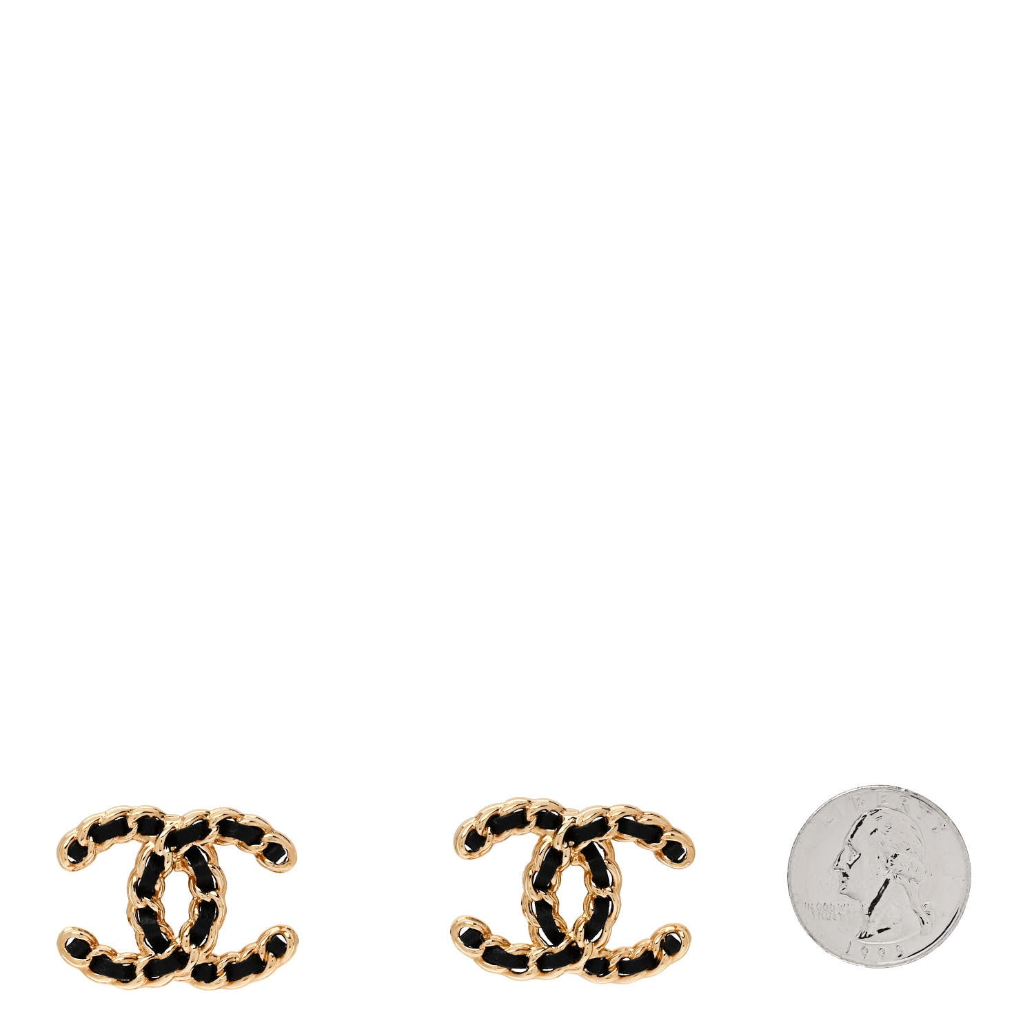 Chanel Lambskin CC Chain Earrings Black Gold 2 of 6