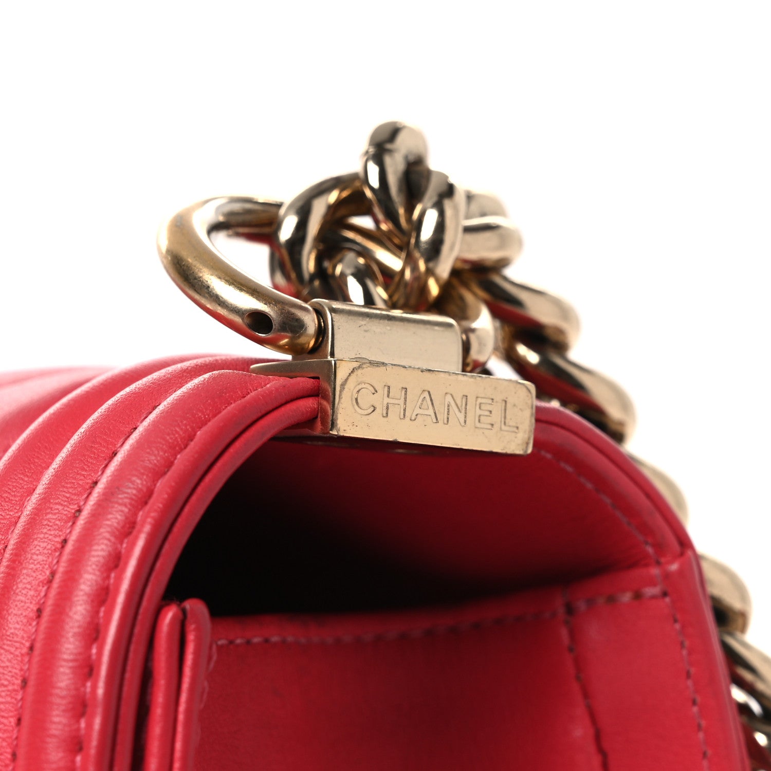 Chanel Calfskin Chevron Quilted Medium Boy Flap Pink 14 of 16