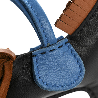 Hermes Milo Lambskin Grigri Rodeo Horse Bag Charm PM Black Bleu Encre Gold 4 of 6