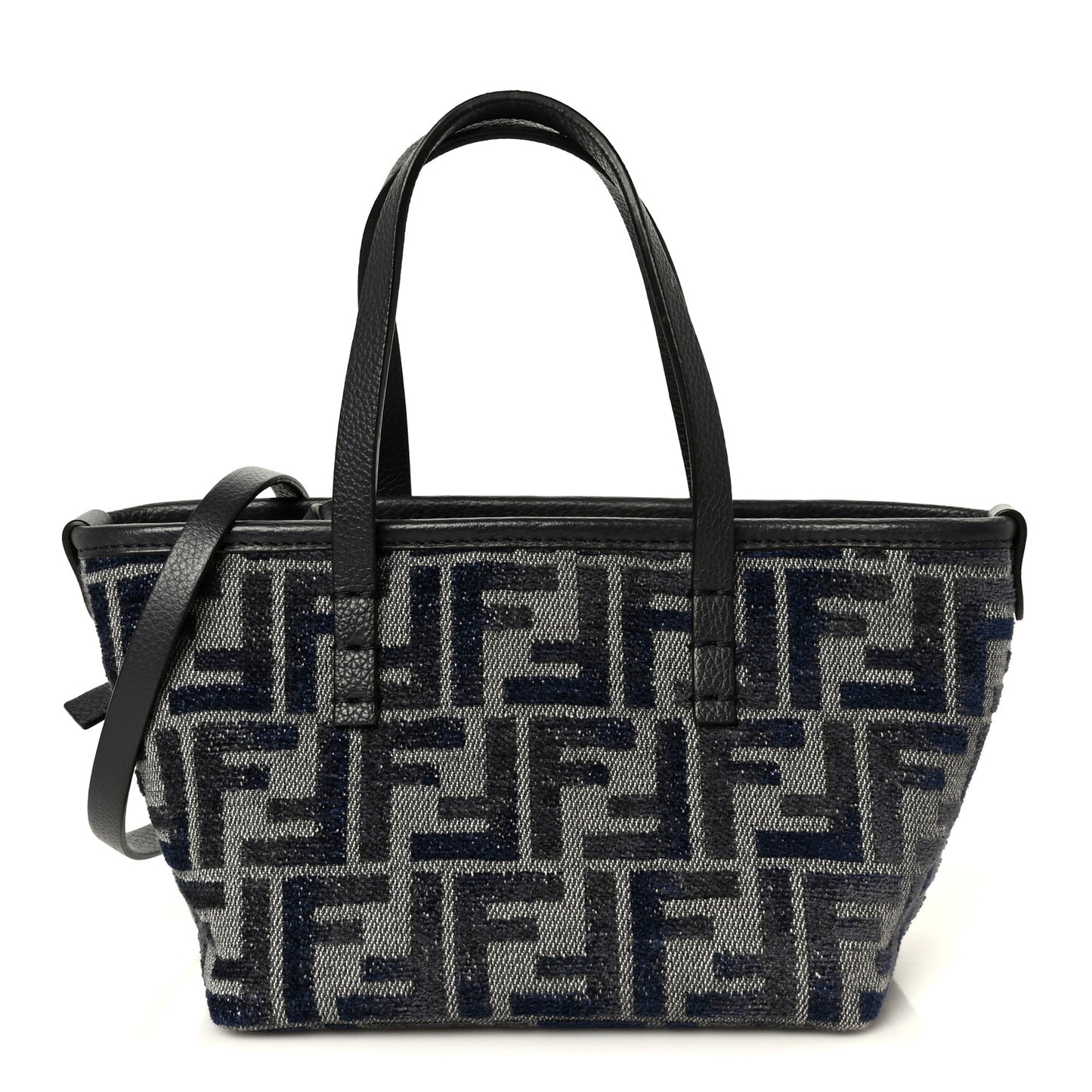 Chenille Vitello Santa Barbara FF Mini Roll Tote Navy