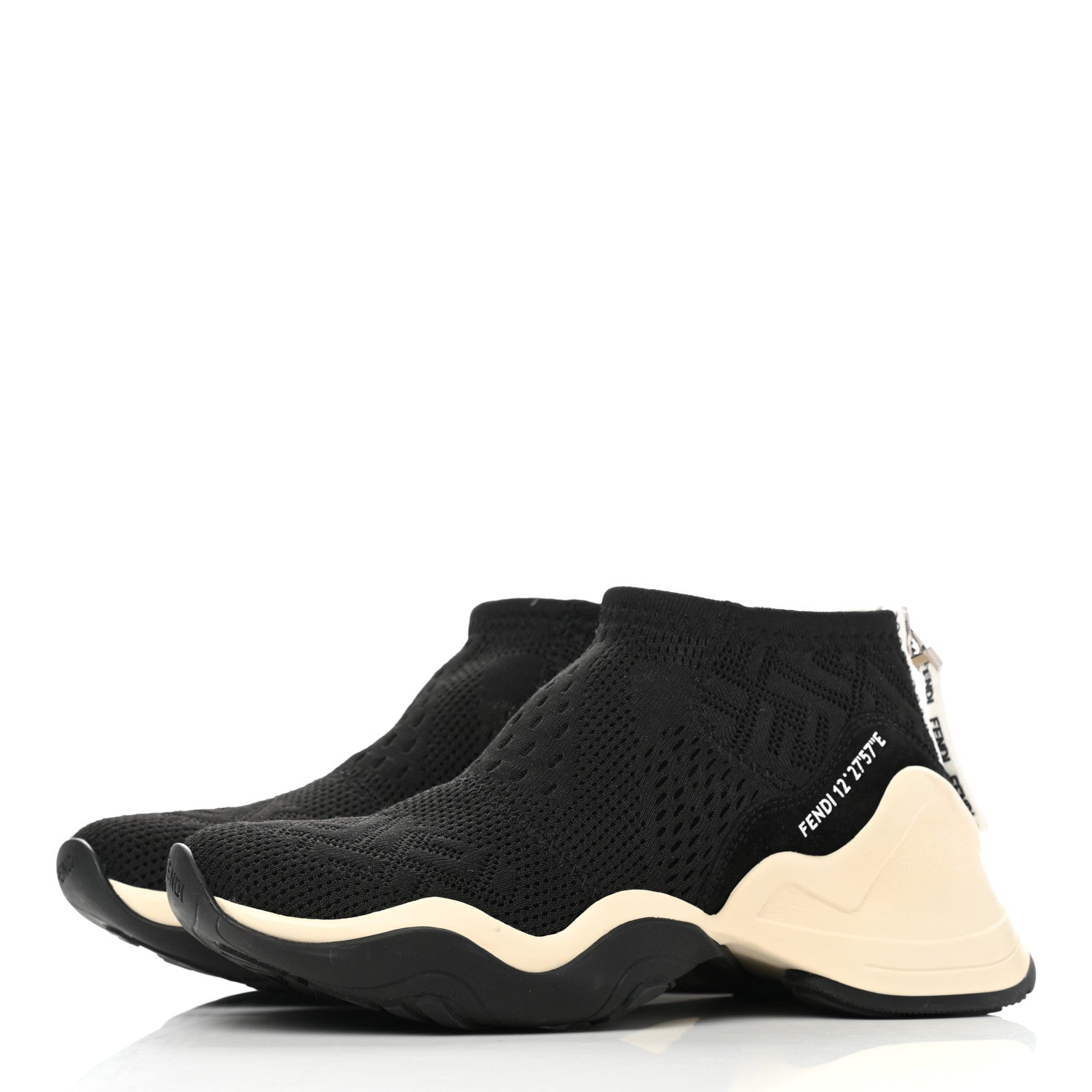 Fendi Technical 3D Mesh Womens FFluid Zip Up Sneakers 35 Black 3 of 9