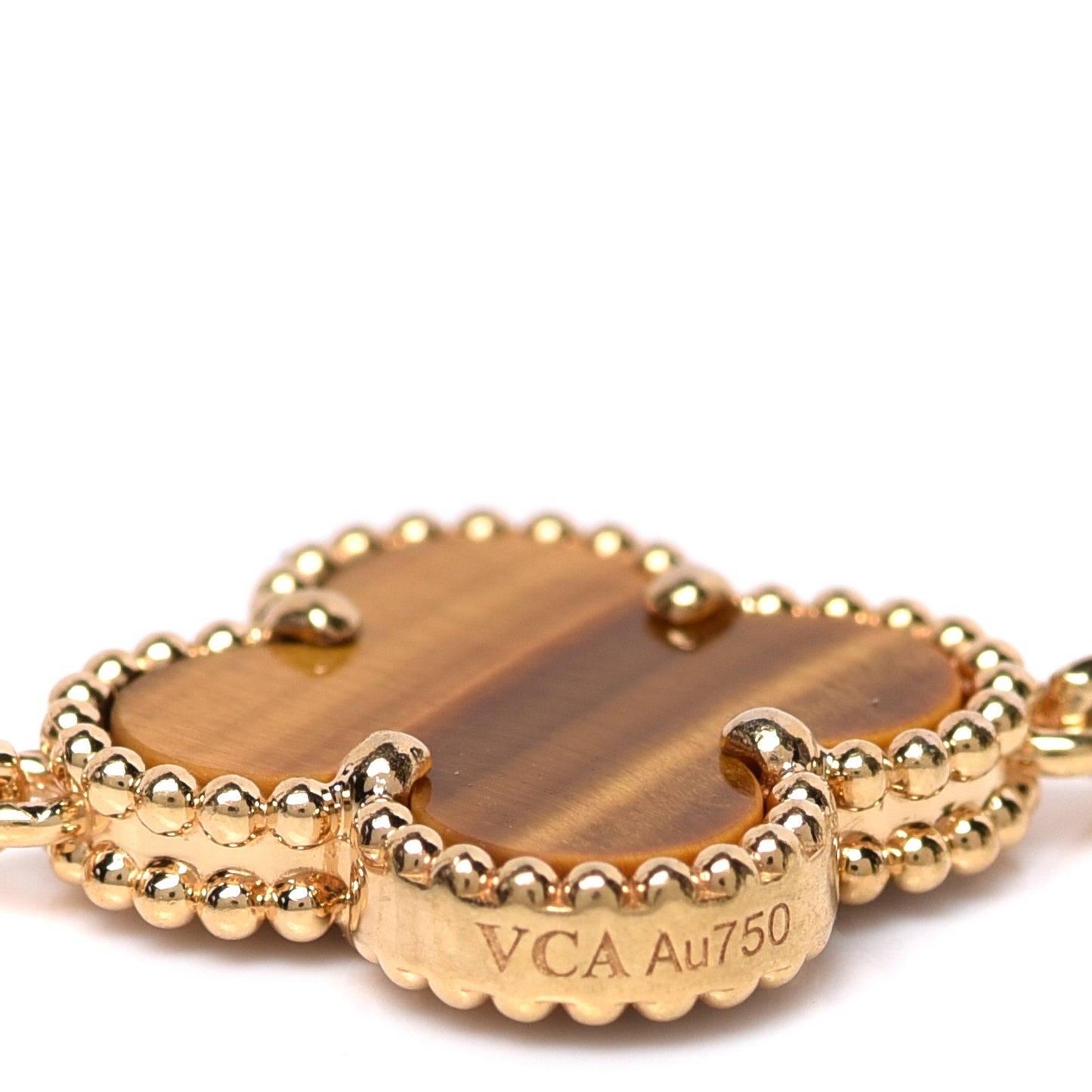18K Yellow Gold Tiger Eye 5 Motifs Vintage Alhambra Bracelet