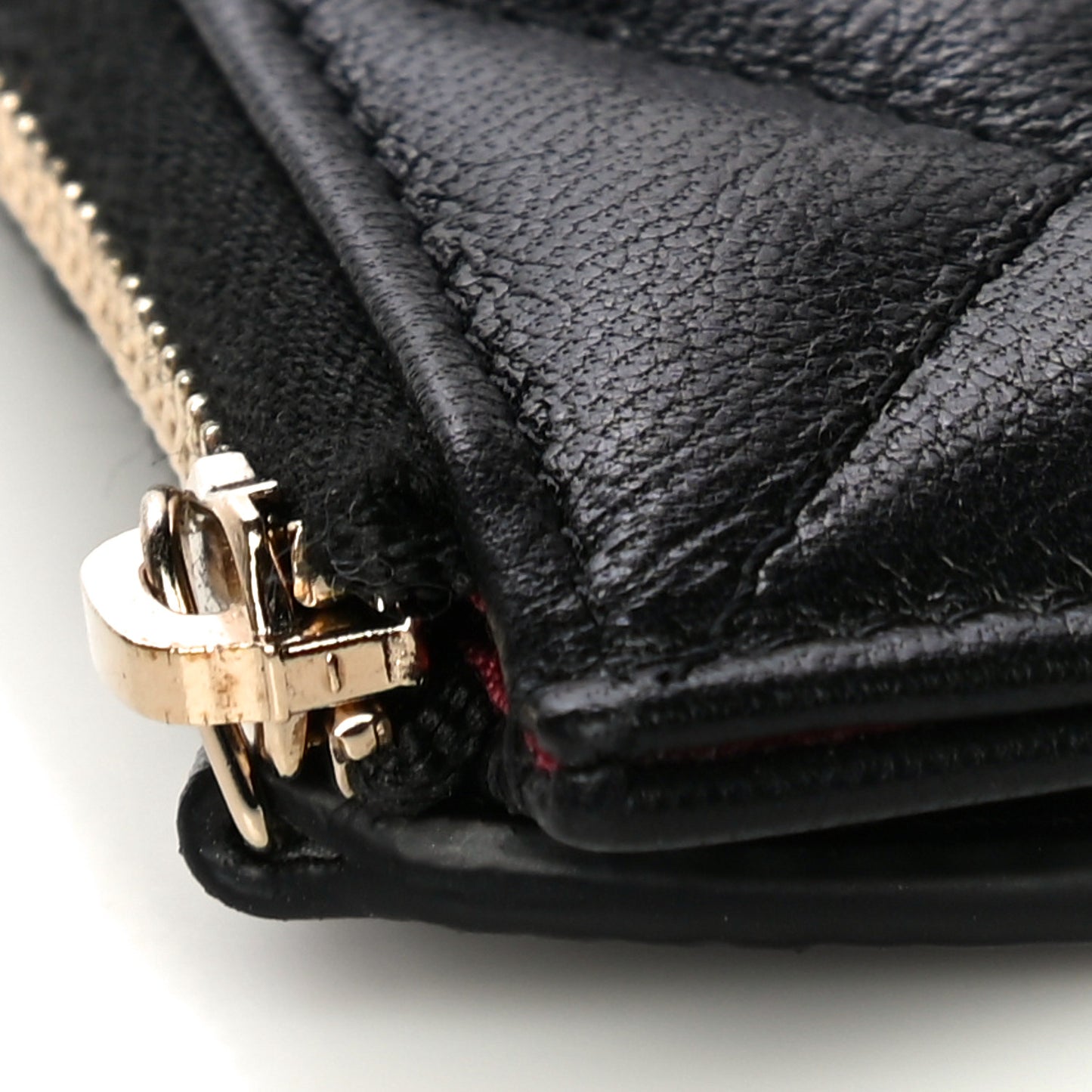 Goatskin Quilted Chanel 19 Flat Wallet Pouch Black