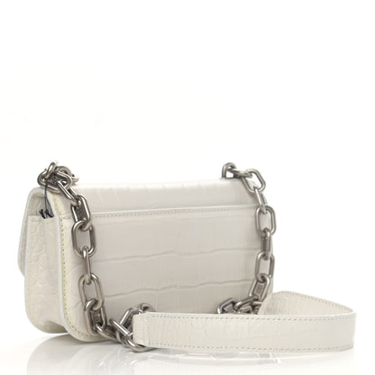 Balenciaga Extra Supple Calfskin Crocodile Embossed Gossip Chain Bag XS White 3 of 13