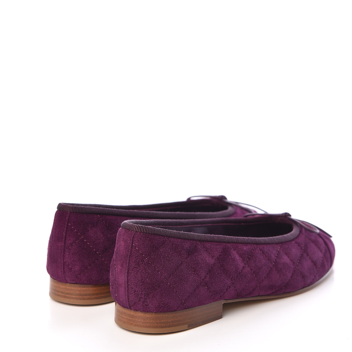 Chanel Suede Calfskin Quilted Cap Toe CC Ballerina Flats 36 Purple 4 of 9
