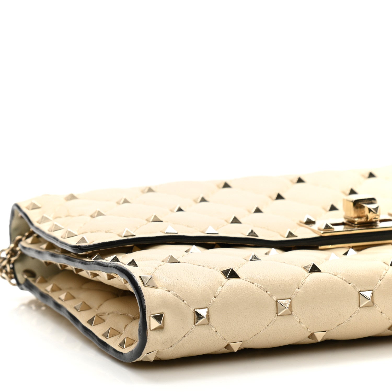 Valentino Garavani Nappa Rockstud Spike Wallet on Chain Light Ivory 9 of 12