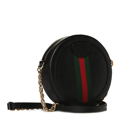Gucci Grained Calfskin Web Mini Ophidia Round Shoulder Bag Black 5 of 19
