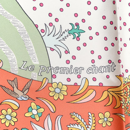 Hermes Silk Le Premier Chant Scarf 90 Abricot Ciel Vert 3 of 5