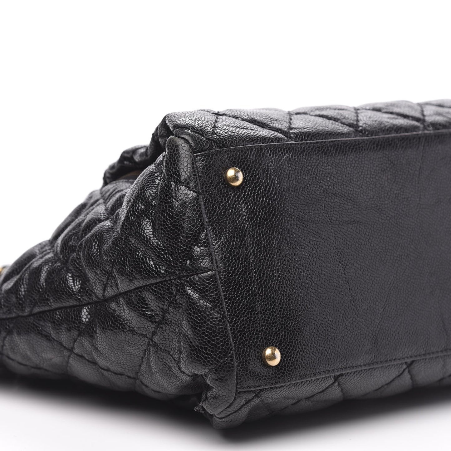 Glazed Caviar Coco Pleats Tote Black