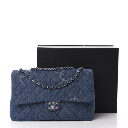 Chanel Denim Quilted CC Print Jumbo Single Flap Blue 11 of 11