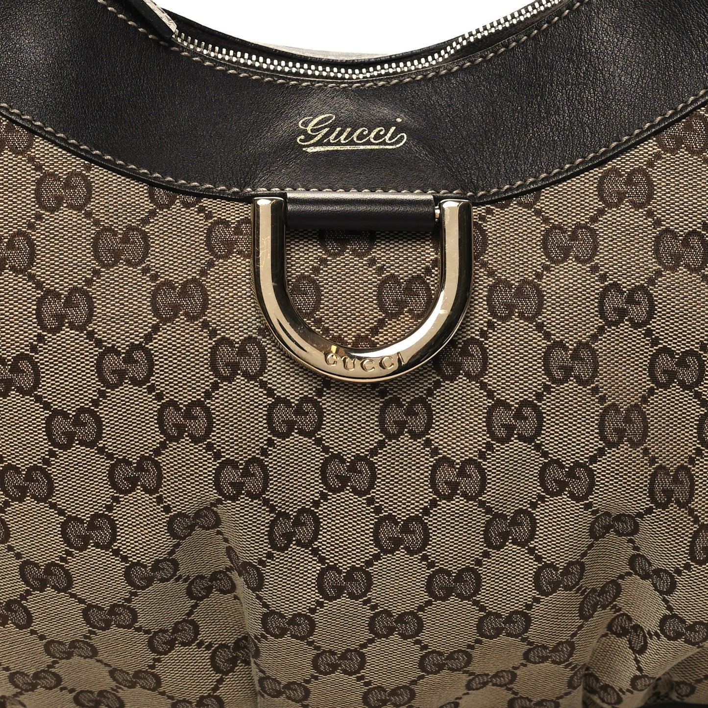Monogram Large D Gold Hobo Dark Brown