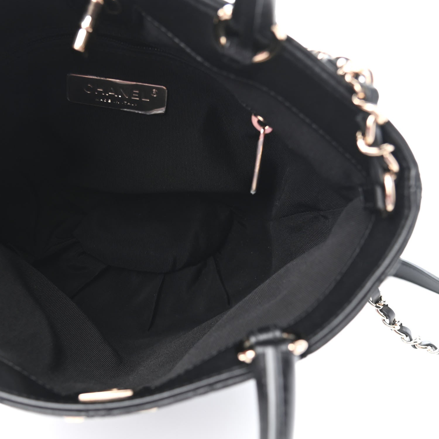 Chanel Lambskin Stitched Small Shopping Tote Black 5 of 11
