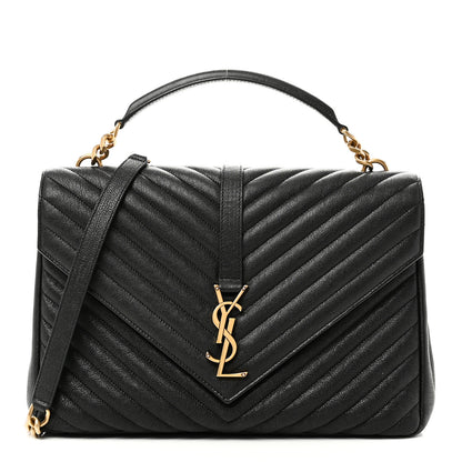 Saint Laurent Sheepskin Matelasse Chevron Monogram Large College Satchel Black 1 of 10