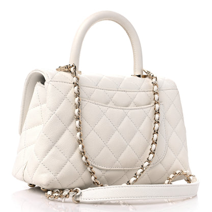 Chanel Caviar Quilted Mini Coco Handle Flap White 3 of 9