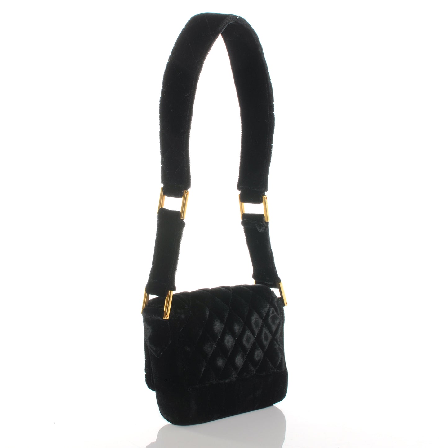 Velvet Quilted Mini Evening Flap Bag Black