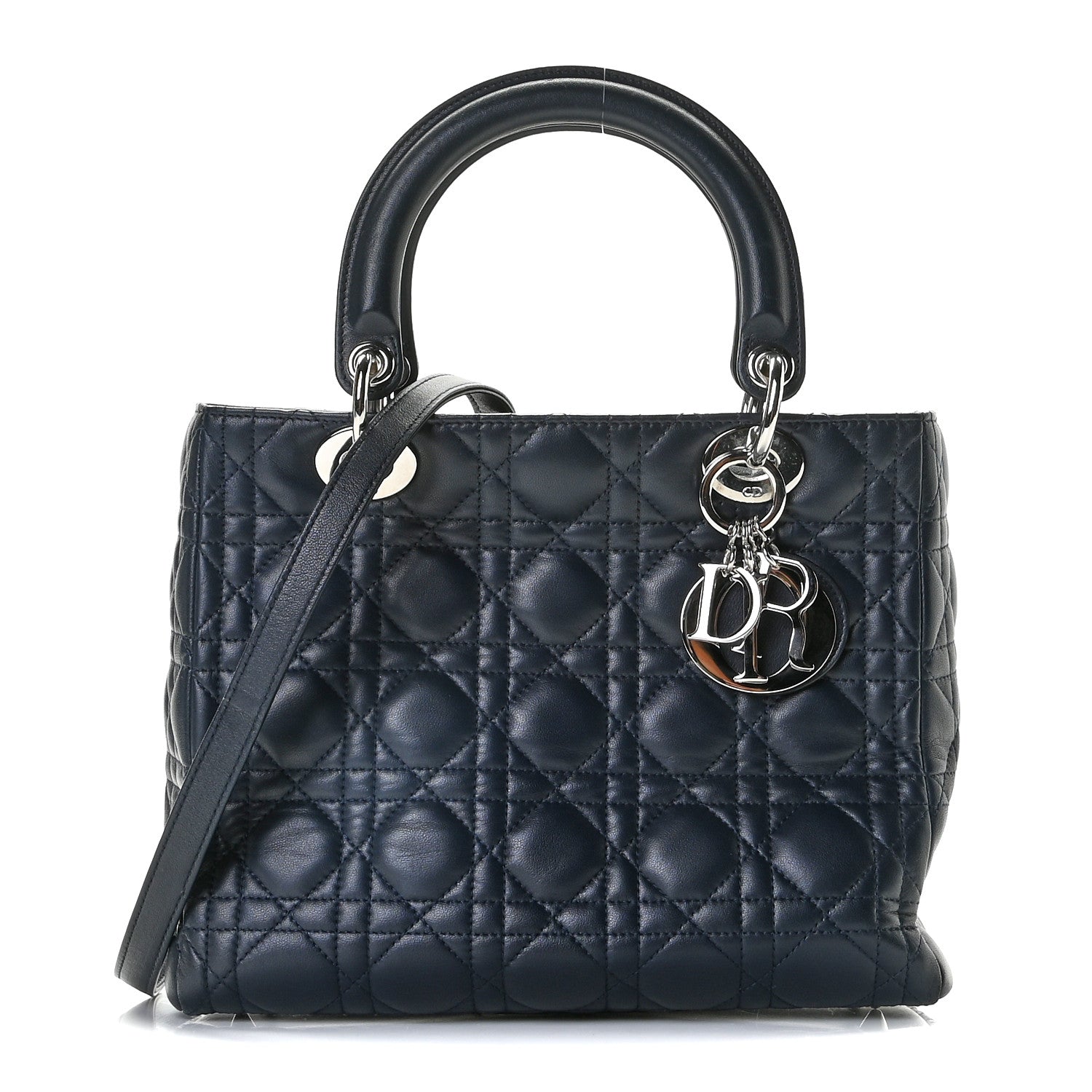 Christian Dior Lambskin Cannage Medium Lady Dior Navy Blue 1 of 9
