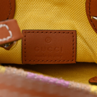 Gucci Calfskin Jute Logo Embroidered Super Mini Vertical Tote Multicolor 6 of 11