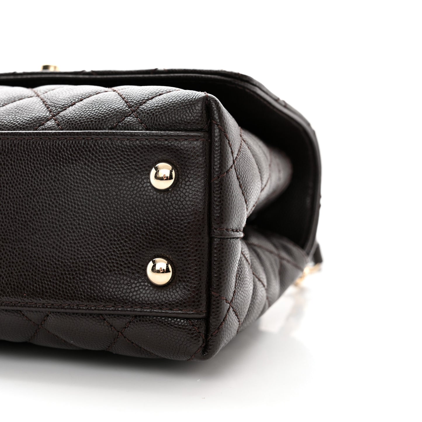 Caviar Quilted Mini Coco Handle Flap Dark Brown
