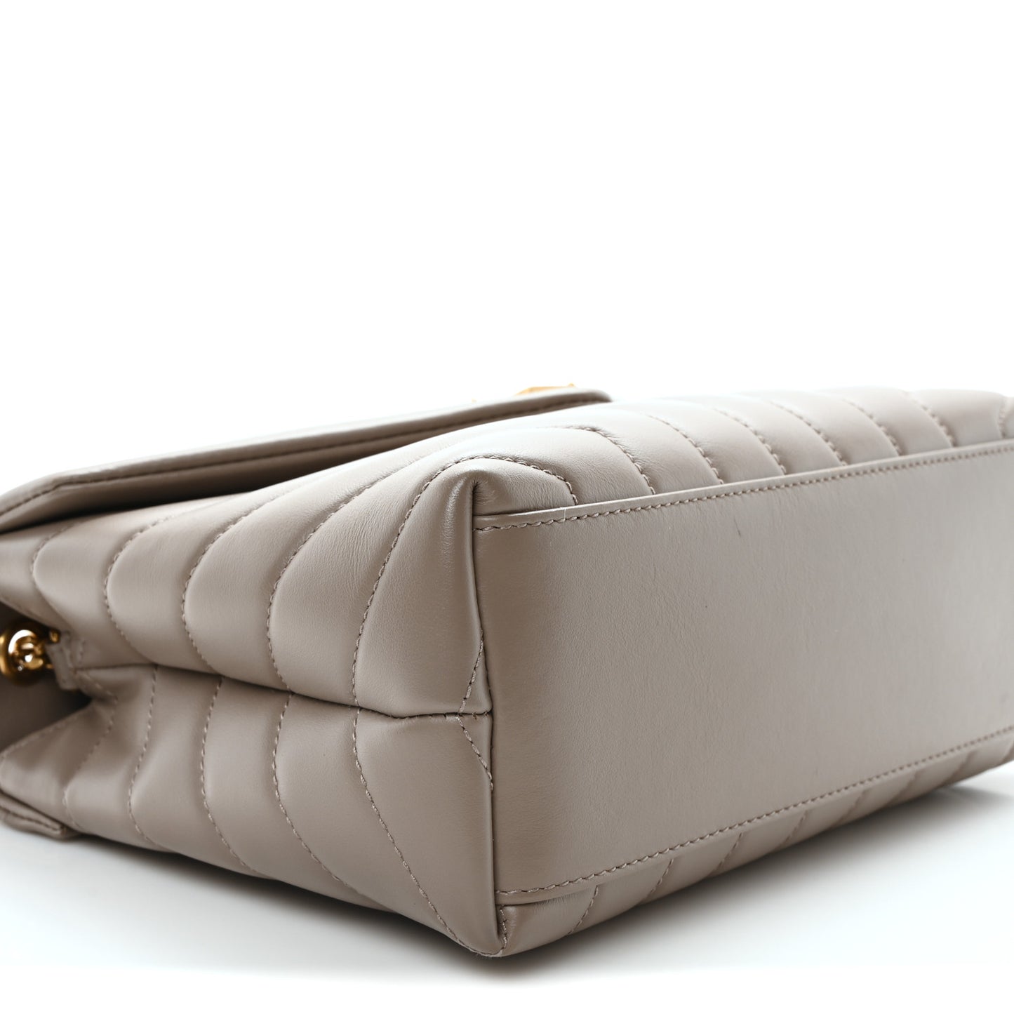 Calfskin Y Quilted Monogram Small Loulou Crossbody Bag Greyish Brown