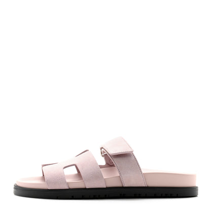 Hermes Suede Goatskin Womens Chypre Sandals 36 Rose Porcelaine 1 of 10