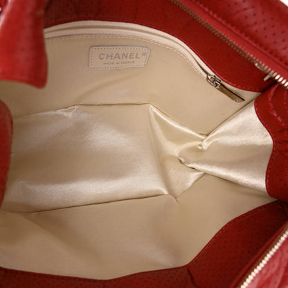 Chanel Calfskin Perforated 50's Satchel Red 5 of 11