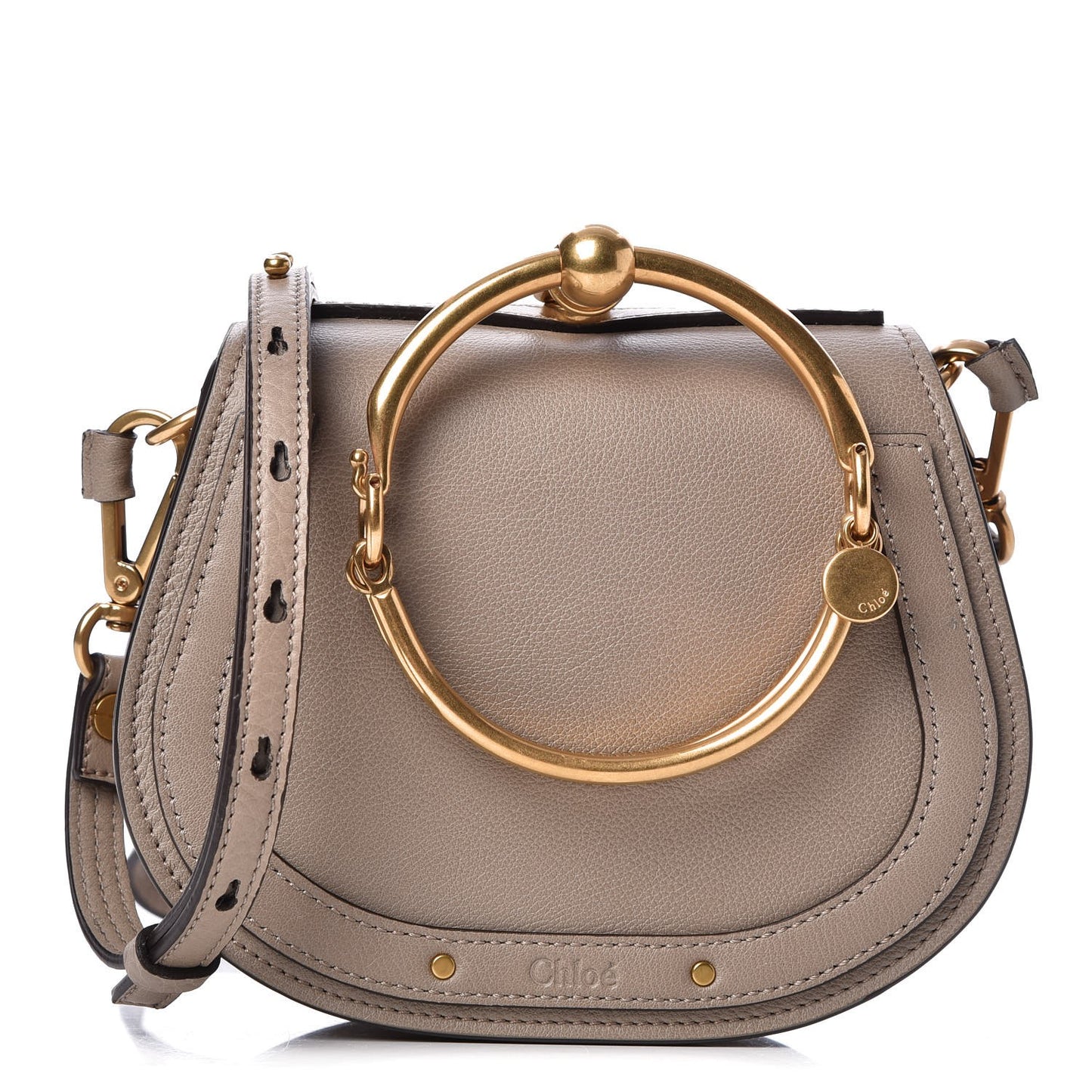 Calfskin Suede Small Nile Bracelet Bag Motty Grey