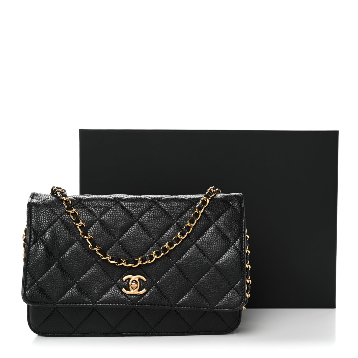 Caviar Quilted CC Turnlock Wallet On Chain WOC Black