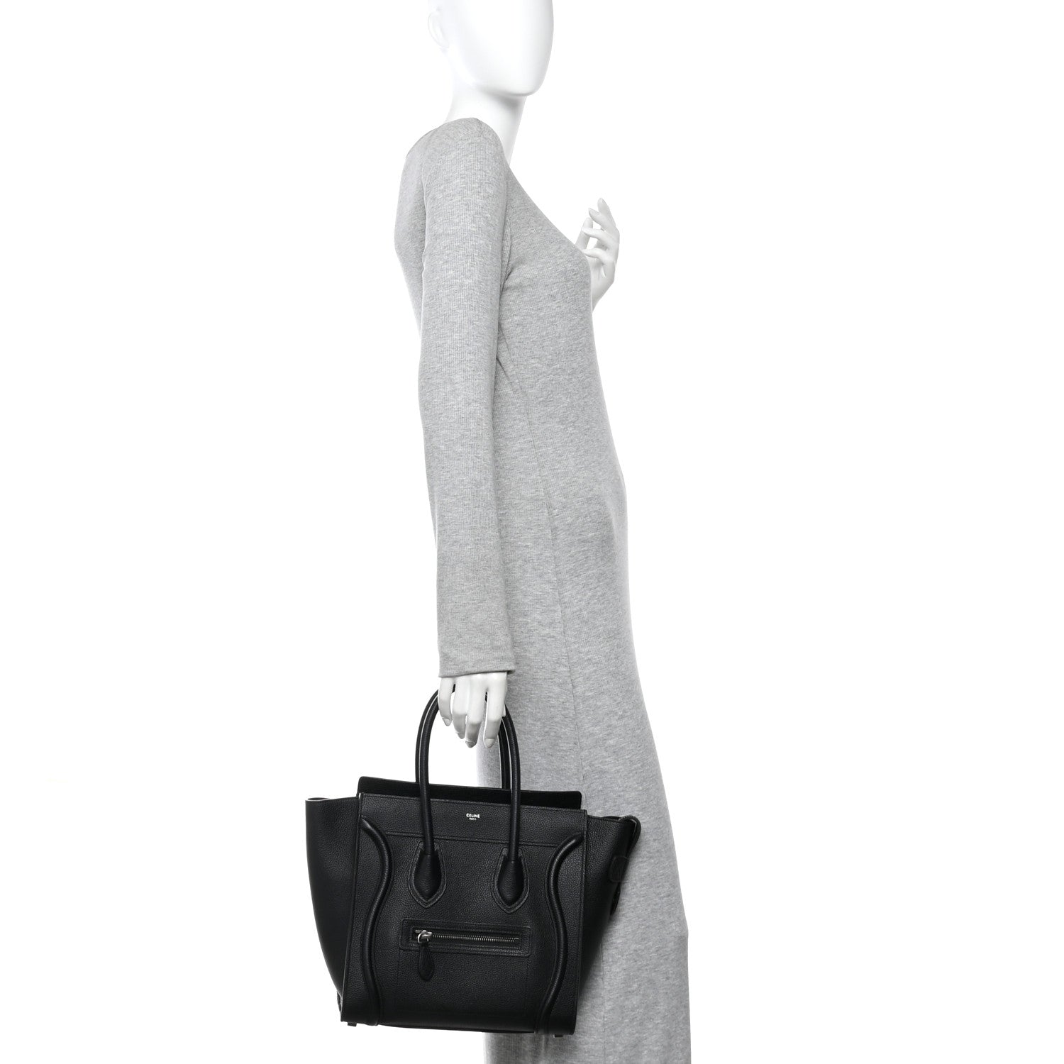 Celine Drummed Calfskin Micro Luggage Black 2 of 11