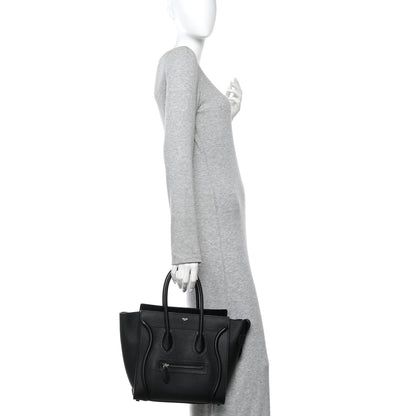 Celine Drummed Calfskin Micro Luggage Black 2 of 11