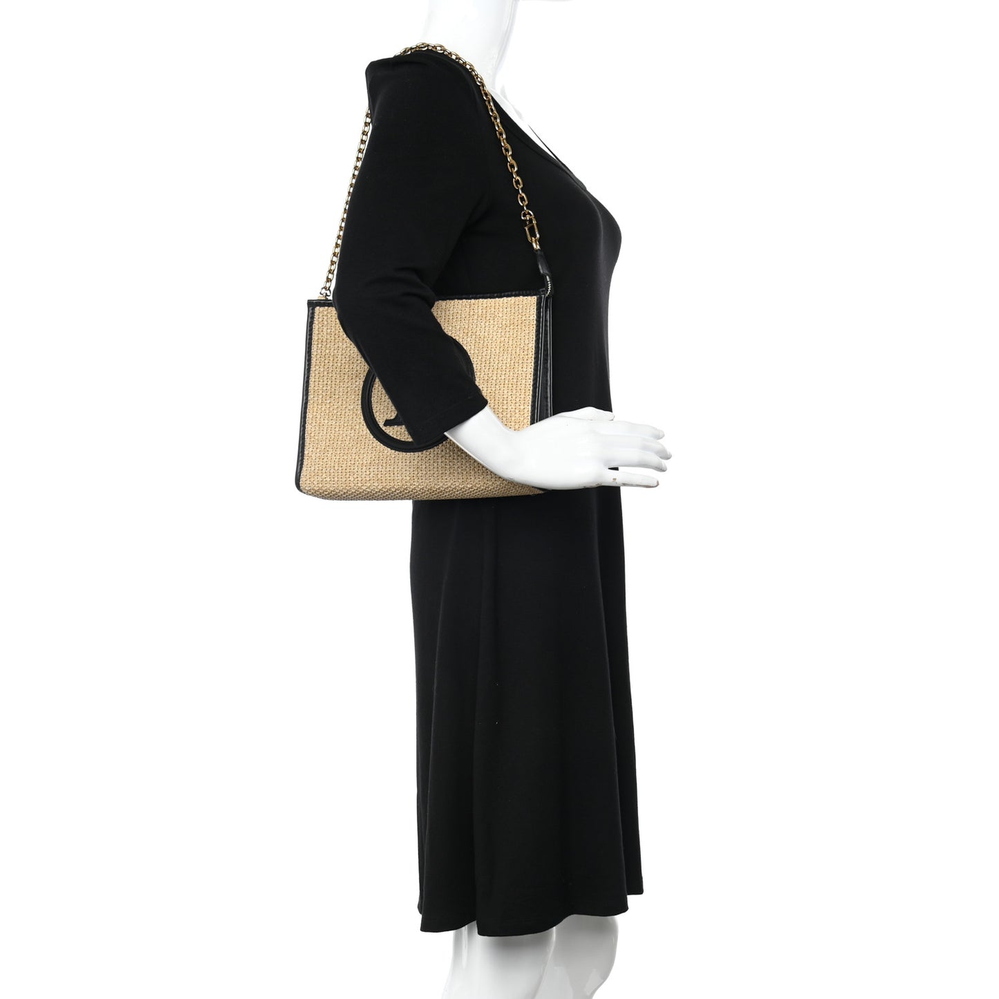 Raffia Calfskin Monogram Giant Pouch