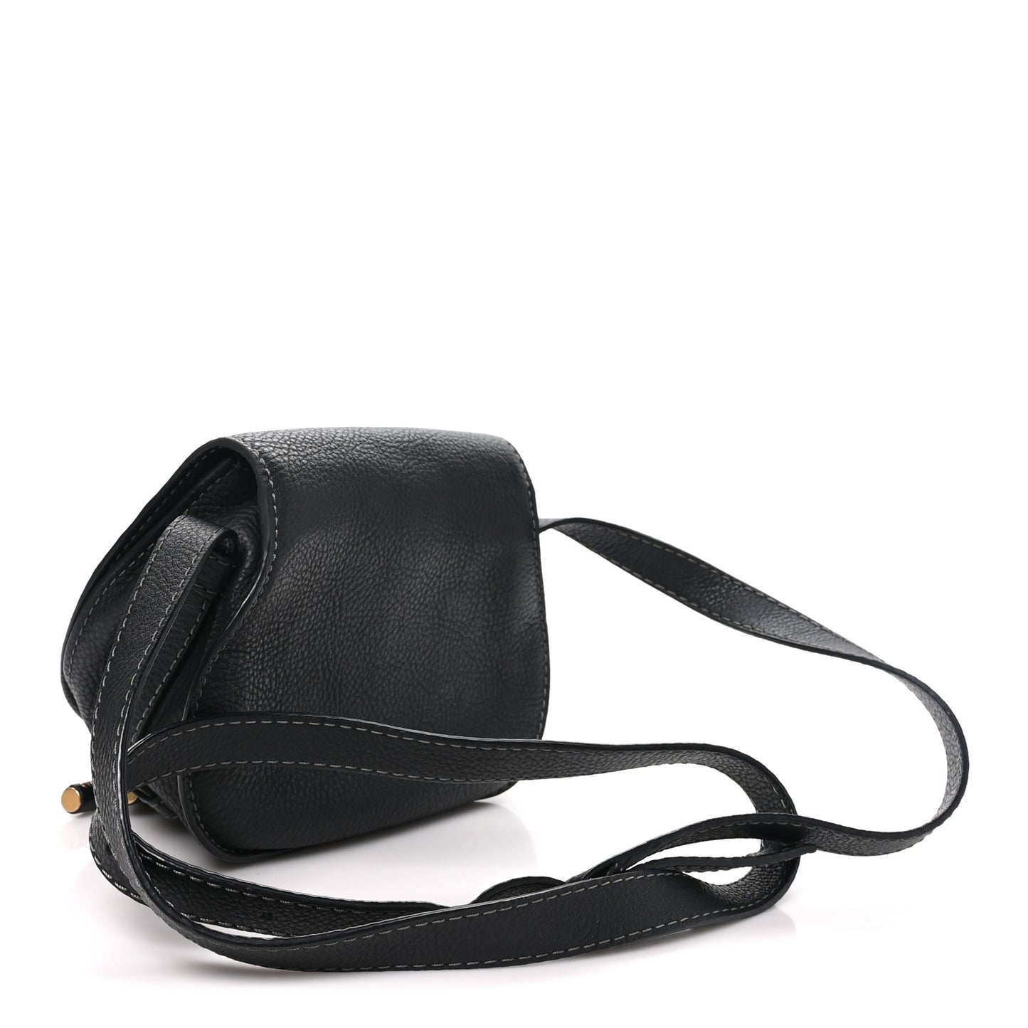 Calfskin Mini Marcie Round Crossbody Bag Black