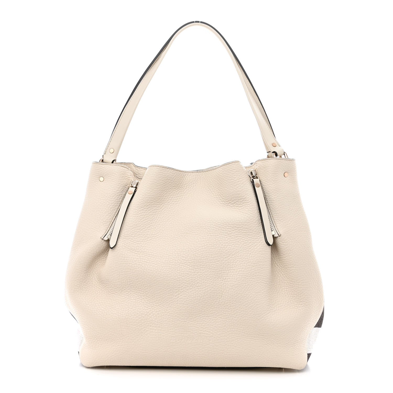 Burberry Grainy Calfskin House Check Medium Maidstone White 1 of 14