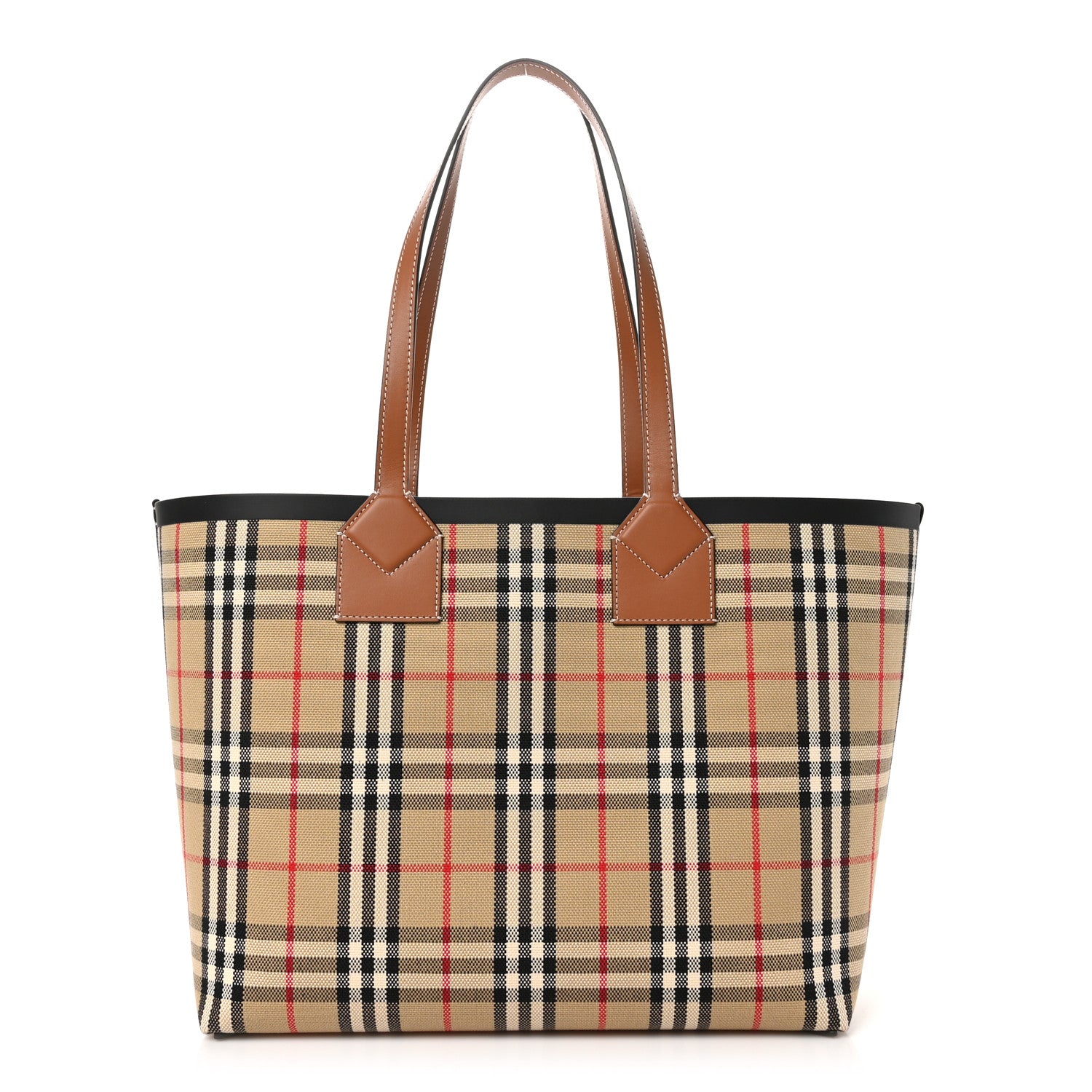 Burberry Cotton Vintage Check Medium London Tote Bag Briar Brown Black 1 of 11
