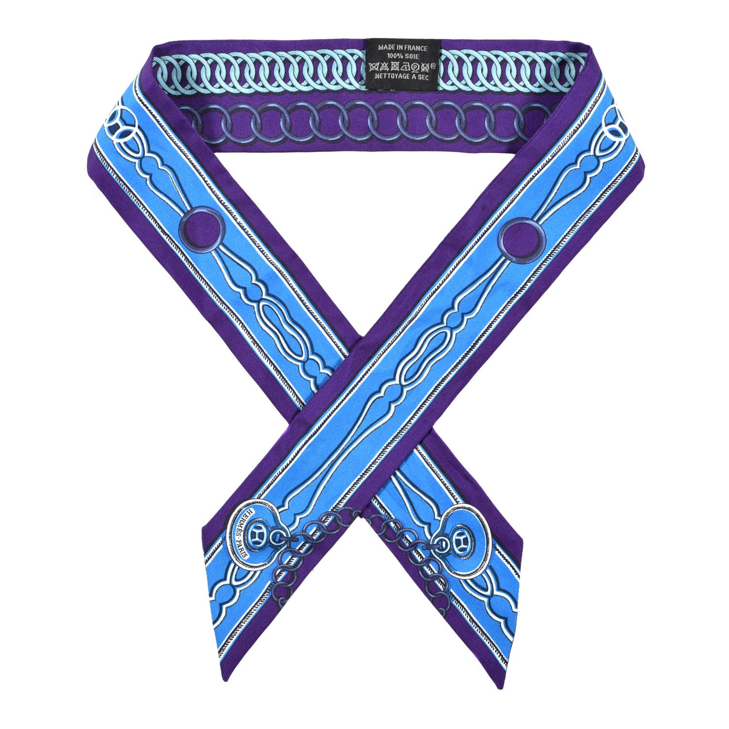 Hermes Silk Maillons Twilly Ultra Violet Cobalt 1 of 3