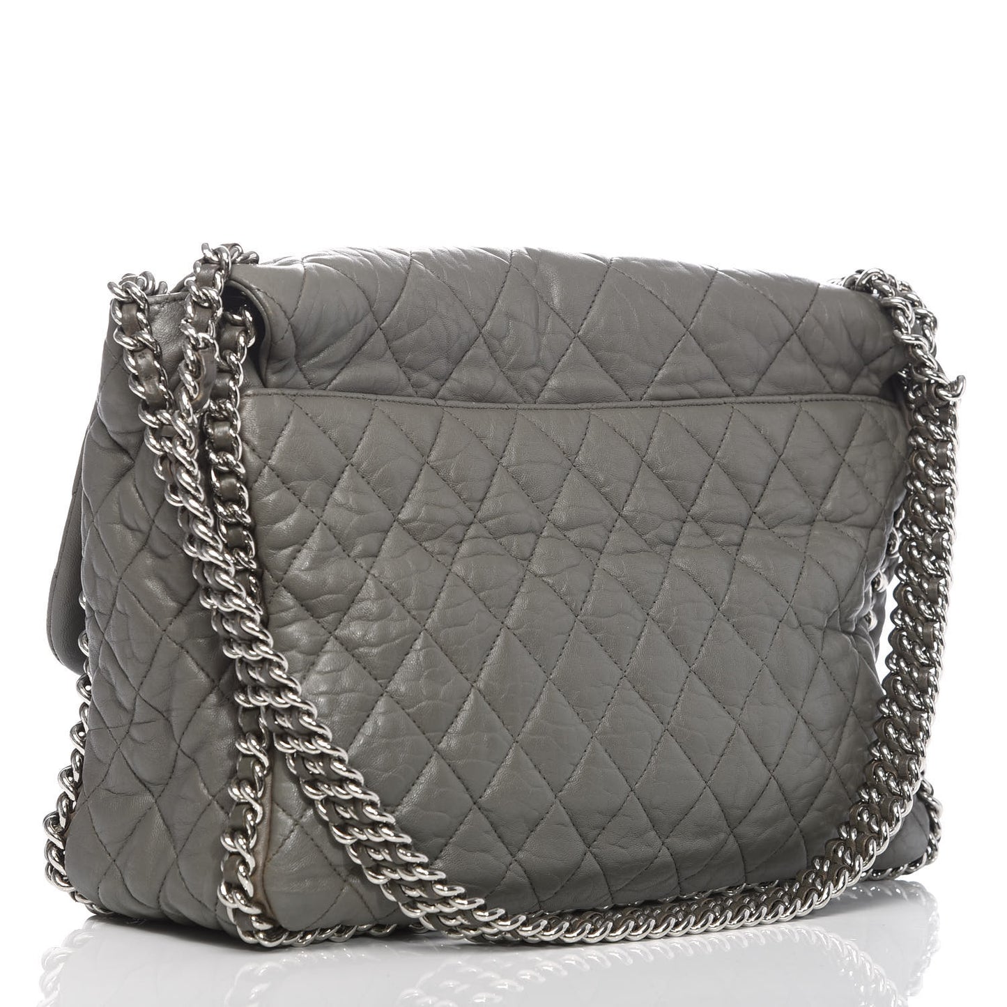 Washed Lambskin Quilted Maxi Chain Around Flap Taupe