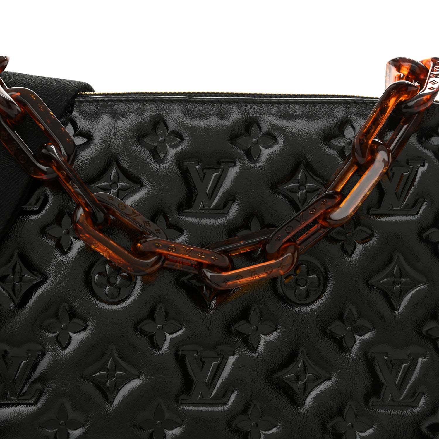 Louis Vuitton Glazed Lambskin Embossed Monogram Coussin PM Black 7 of 10