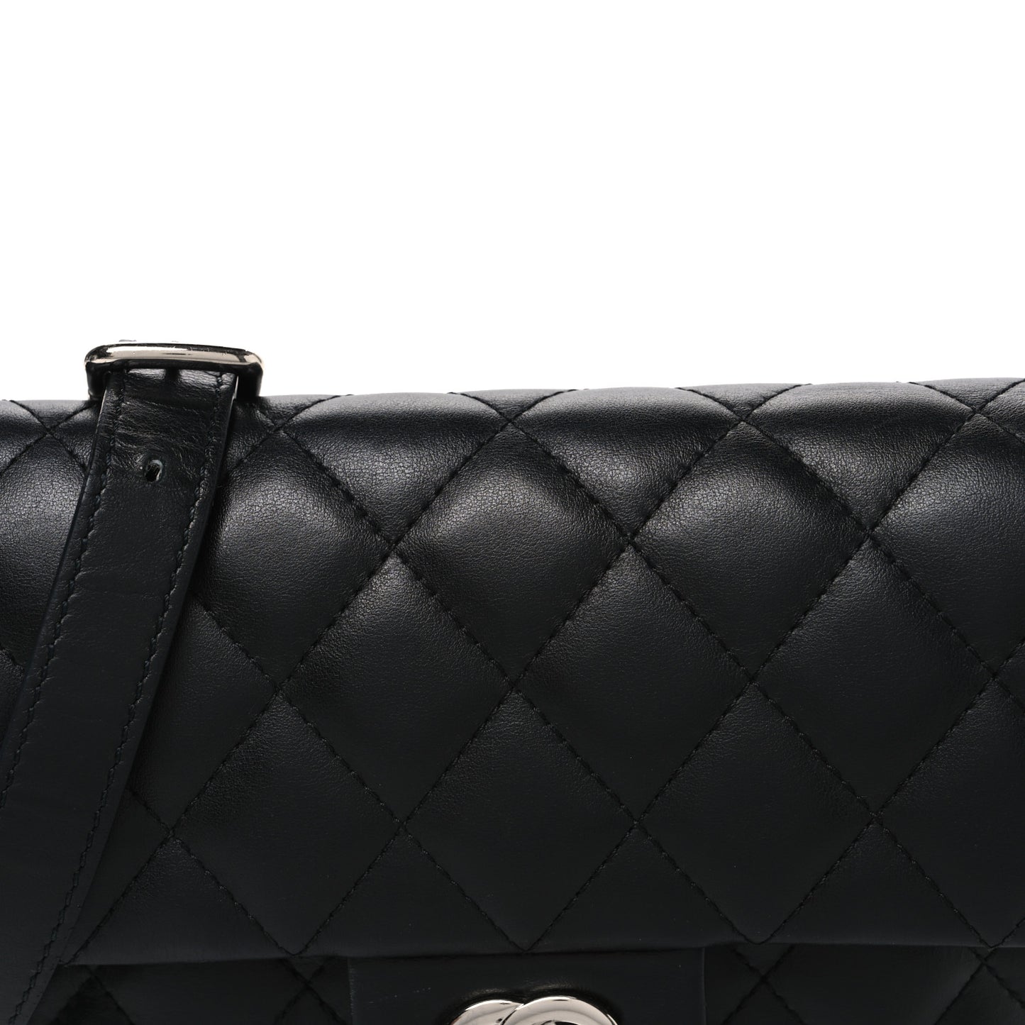 Calfskin Quilted CC Uniform Flap Belt Bag Black