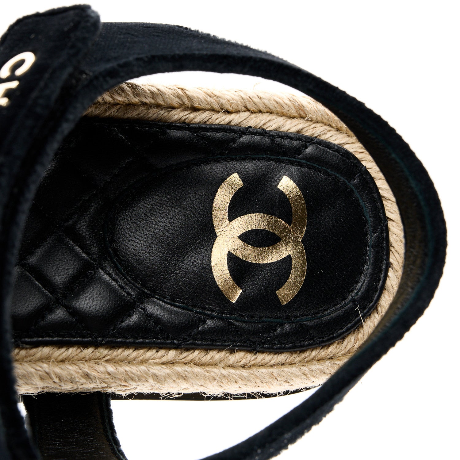 Chanel Velvet Lambskin CC Flat Sandals 40 Black 7 of 9