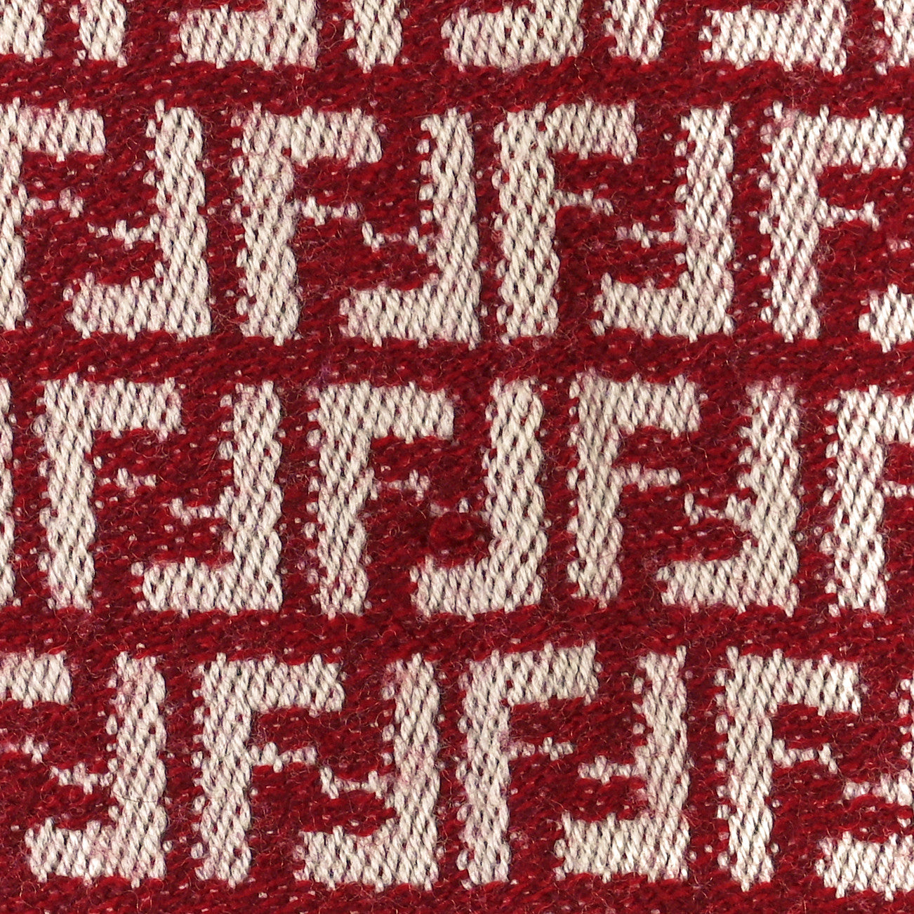 Wool FF Fringe Scarf Red White